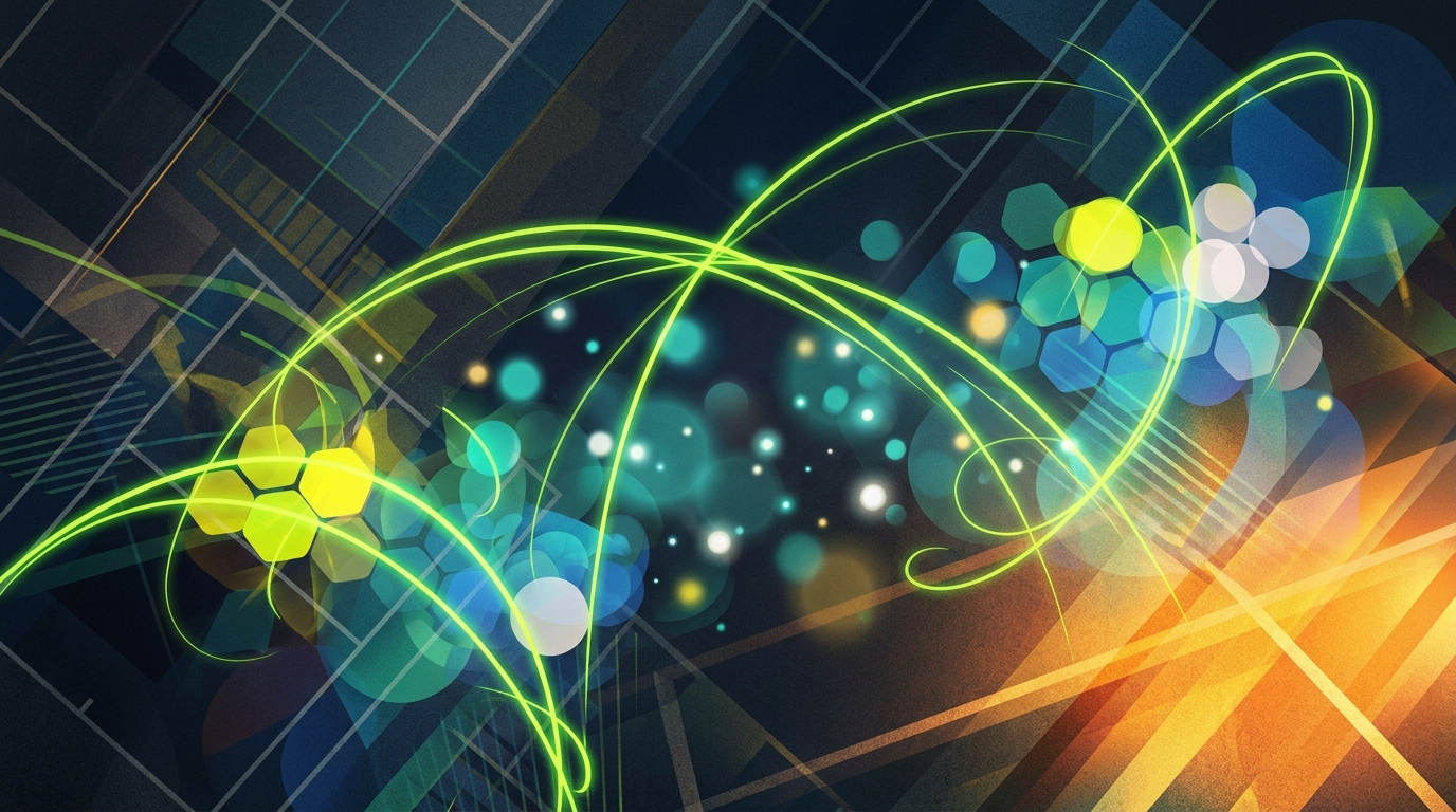 Abstract neon art evoking NYC Parks Department senior tennis court energy and motion