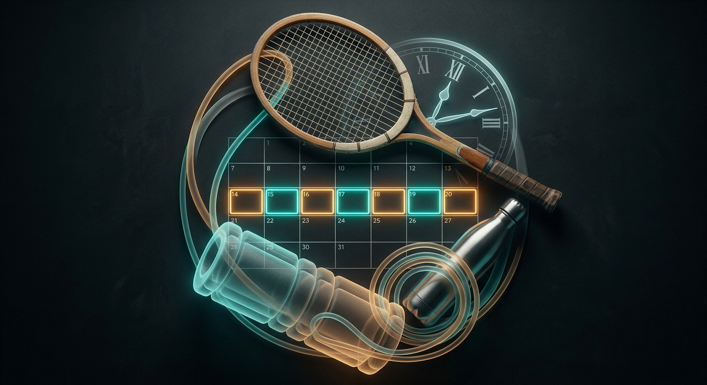 USTA Senior Tennis weekly schedule concept showing court days and recovery balance
